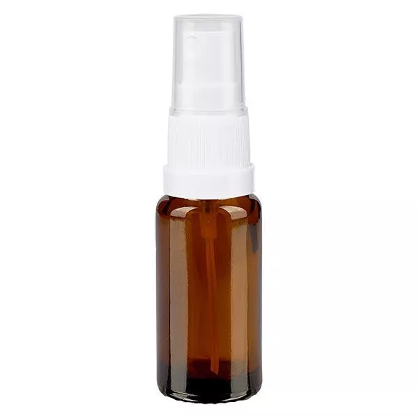 Bruin glazen flessen 10ml met wit pompverstuiver Bruin glazen flessen 10ml met wit pompverstuiver