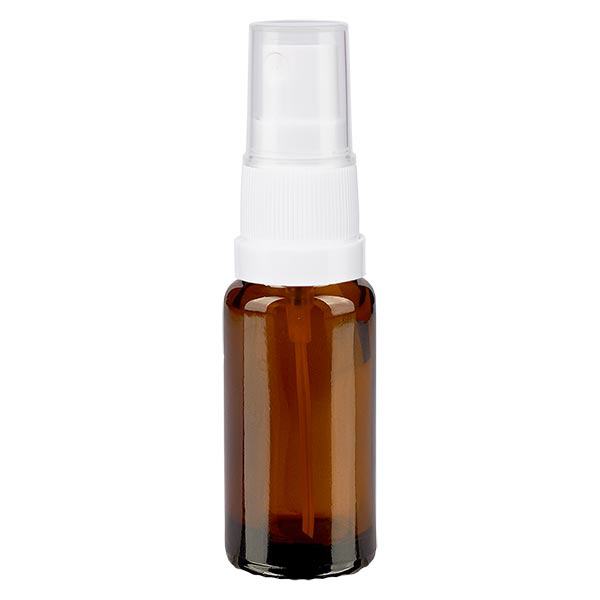 Bruin glazen flessen 10ml met wit pompverstuiver Bruin glazen flessen 10ml met wit pompverstuiver