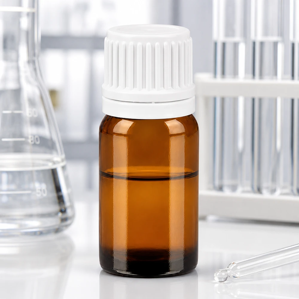 5ml flesje 11mm SV wit OV BrownLine UT18/5 5ml laboratoriumflesje gemaakt van UV-beschermend amberkleurig glas met witte schroefdop voor apotheek