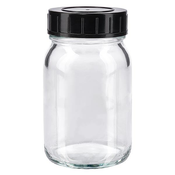 200ml fles met wijde hals, helder glas met schroefdop 200ml fles met wijde hals, helder glas met schroefdop