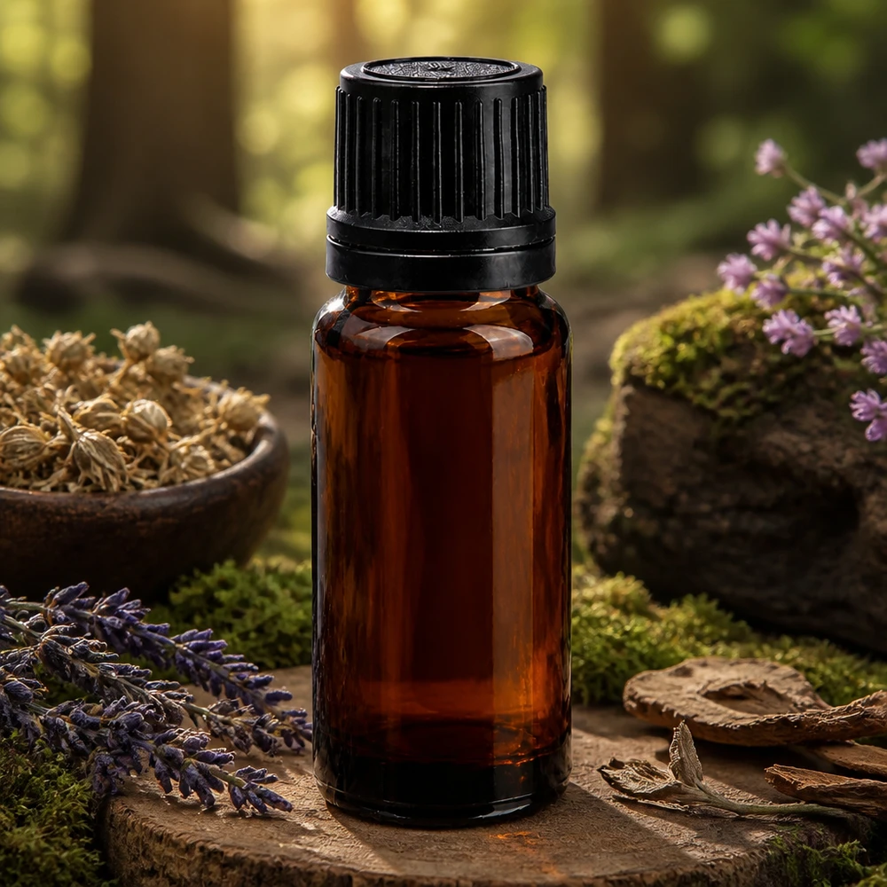Bruine glazen fles 10ml met zwart druppelsluiting 1mm VR Compacte ApoGlas-druppelfles van 10 ml, amberkleurig met zwarte veiligheidsdop OV