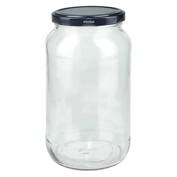 1062ml rond glas met BioSeal deksel zwart UNiTWIST