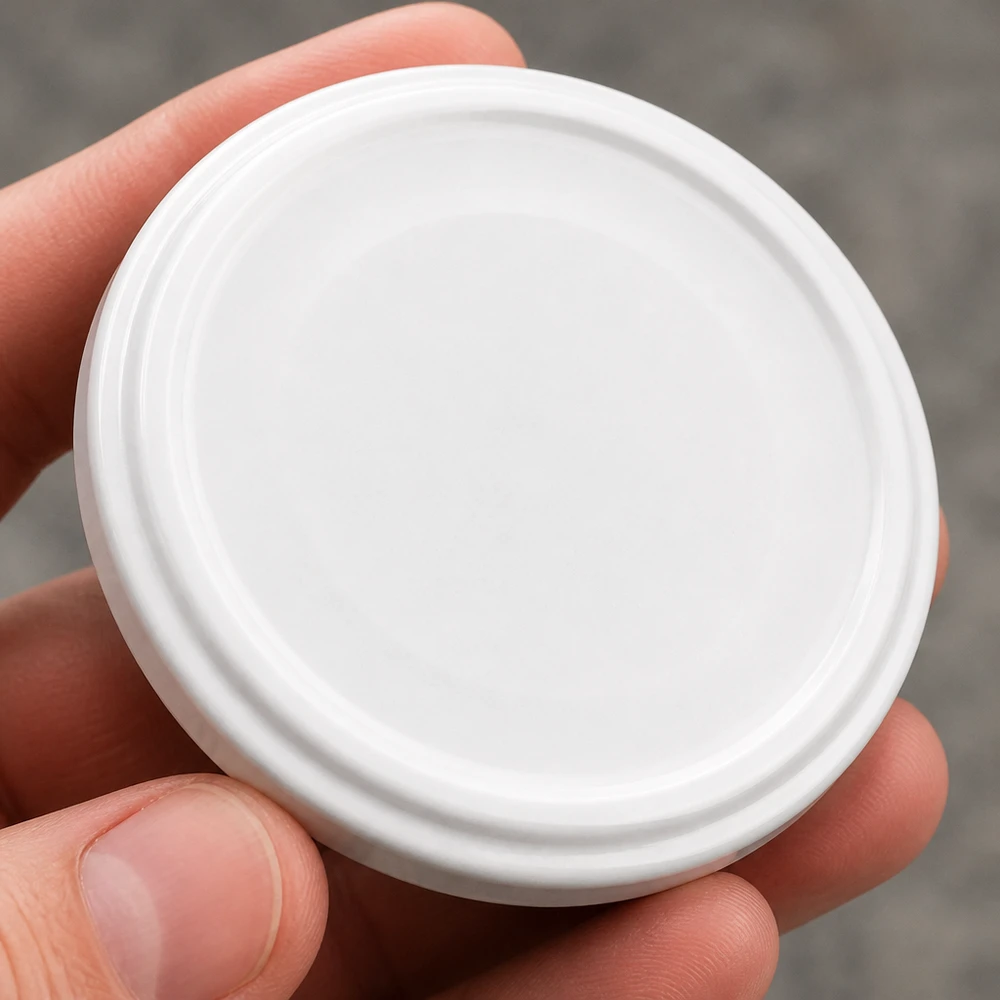 UNiTWIST TO66 wit BioSeal metalen deksel, onderkant met cirkelvormige groefstructuur
