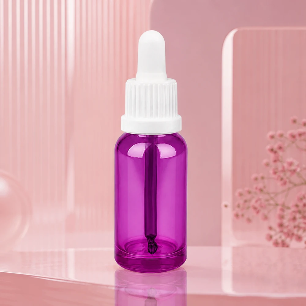 20ml pipetfles wit Originality schroefdop PurpleLine UT18/20 Glazen flesje van 20 ml met pipethulpstuk in paars voor exacte dosering
