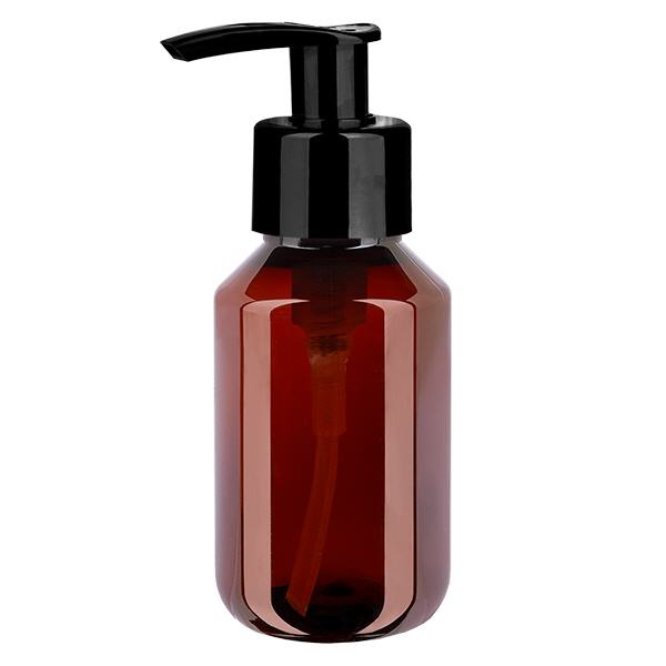 Bouteille PET 100ml avec pompe distributrice noire Bouteille PET 100ml avec pompe distributrice noire