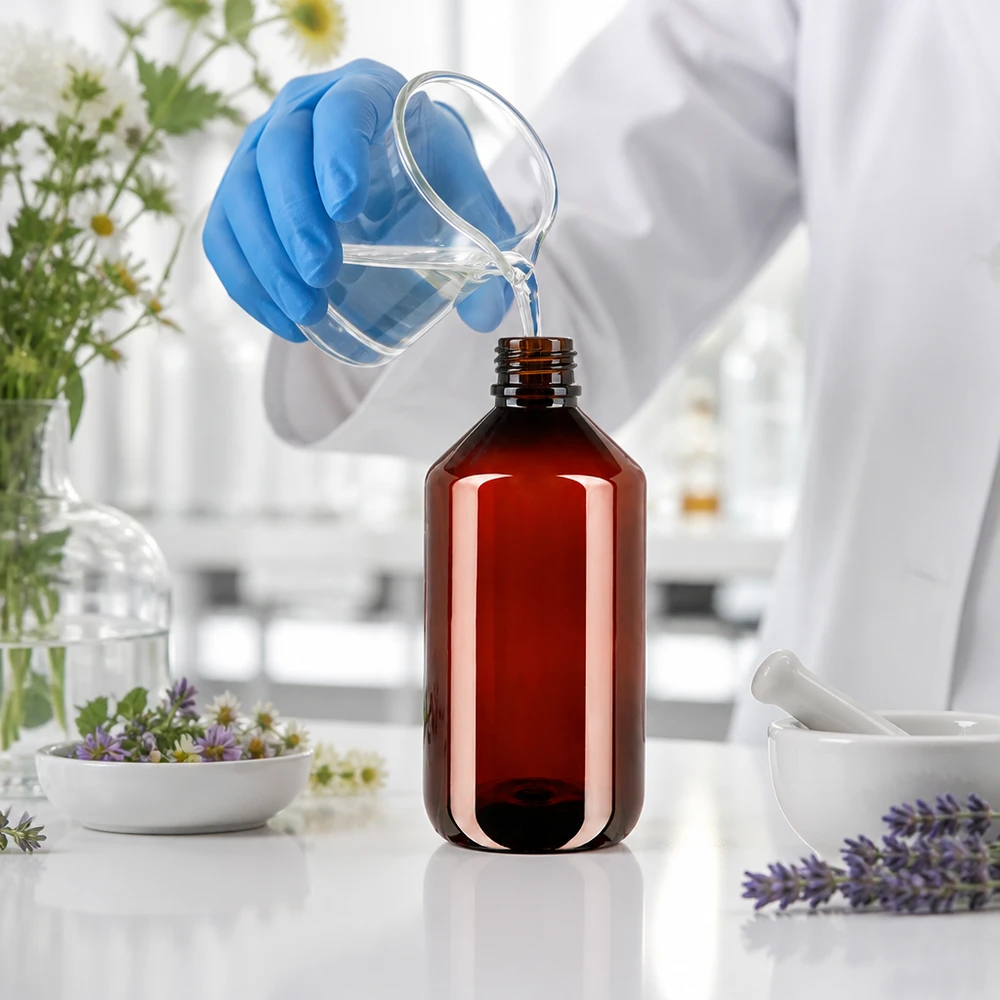 Großvolumige 500ml PET Flasche braun mit Originalitätsverschluss zur sicheren Produktabfüllung