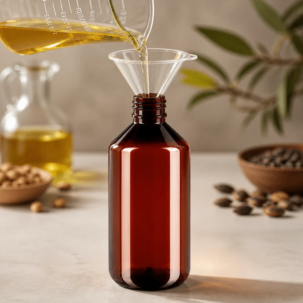 PET-fles van 750 ml met OV-sluiting voor cosmetische oliën en natuurlijke producten