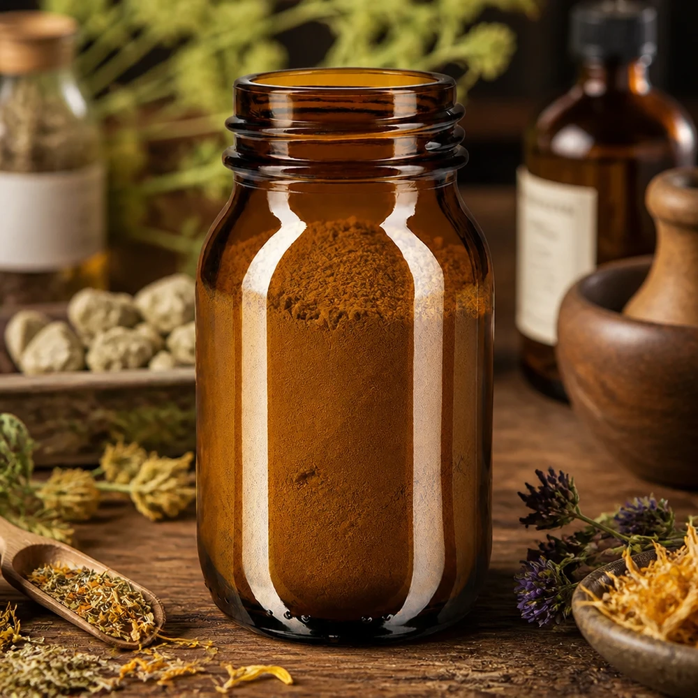 100 ml amberkleurige glazen fles met wijde hals, ideaal voor natuurlijke cosmetica en kruidenextracten