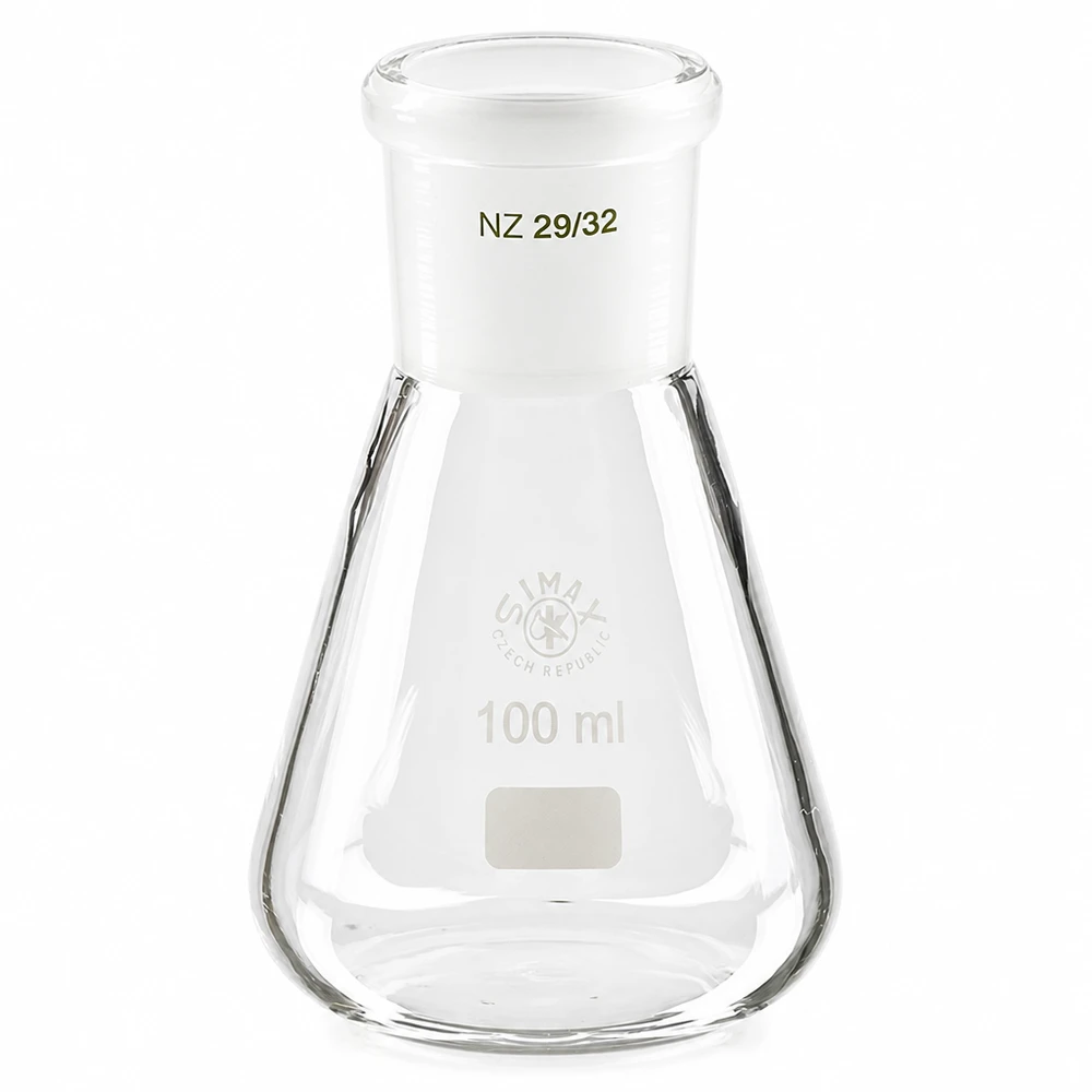 Erlenmeyer 100 ml wijde hals borosilicaat met slijpstuk 29/32