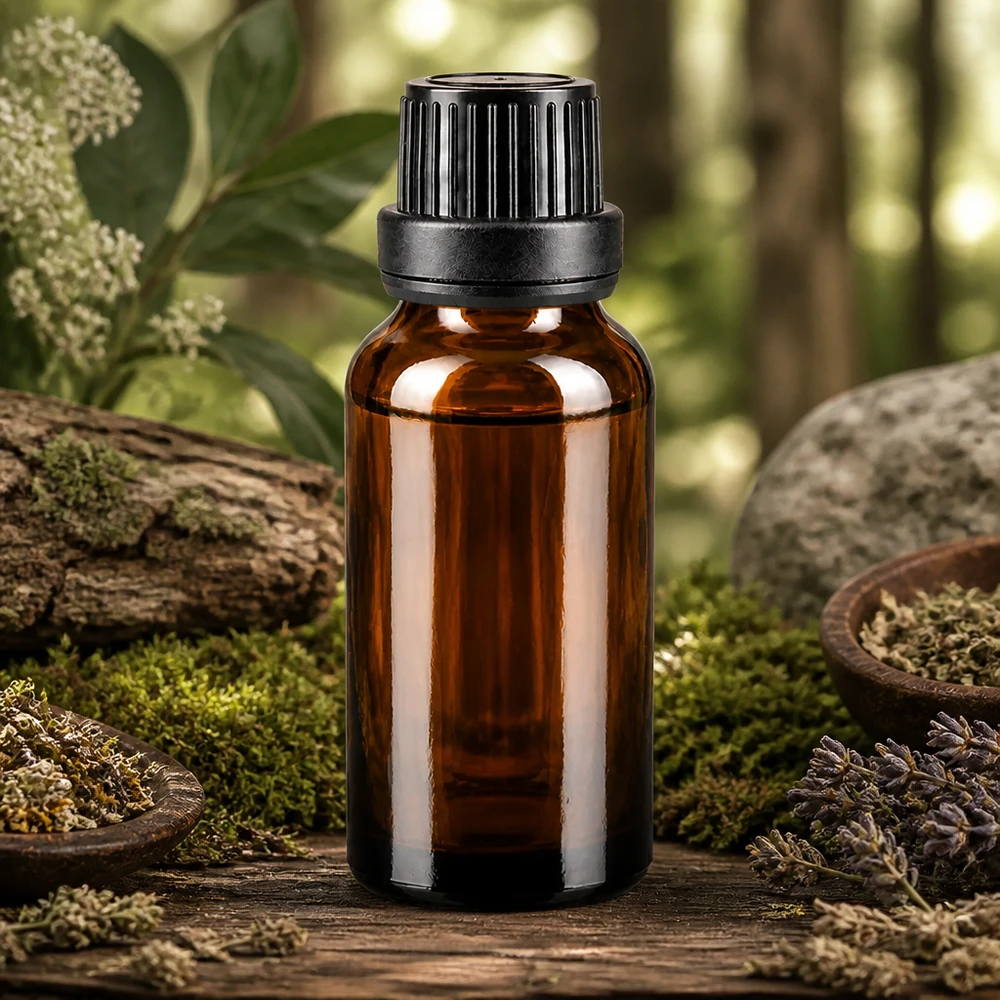 Bruine glazen fles 20ml met zwart druppelsluiting 2mm VR Bruine glazen fles van 20 ml met kindveilige schroefdop voor natuurgeneeskunde en aromatherapie