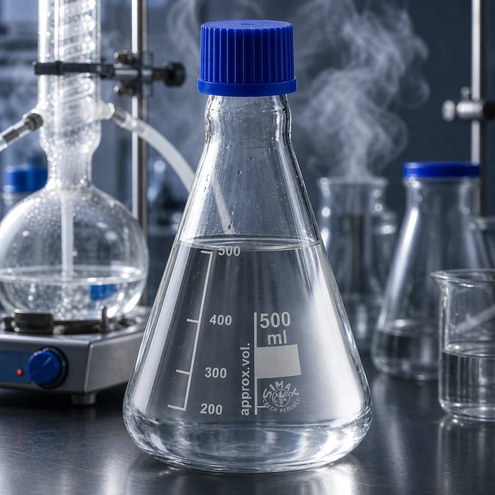 Erlenmeyer 500ml met wijde hals en schroefdraad voor universeel laboratoriumwerk