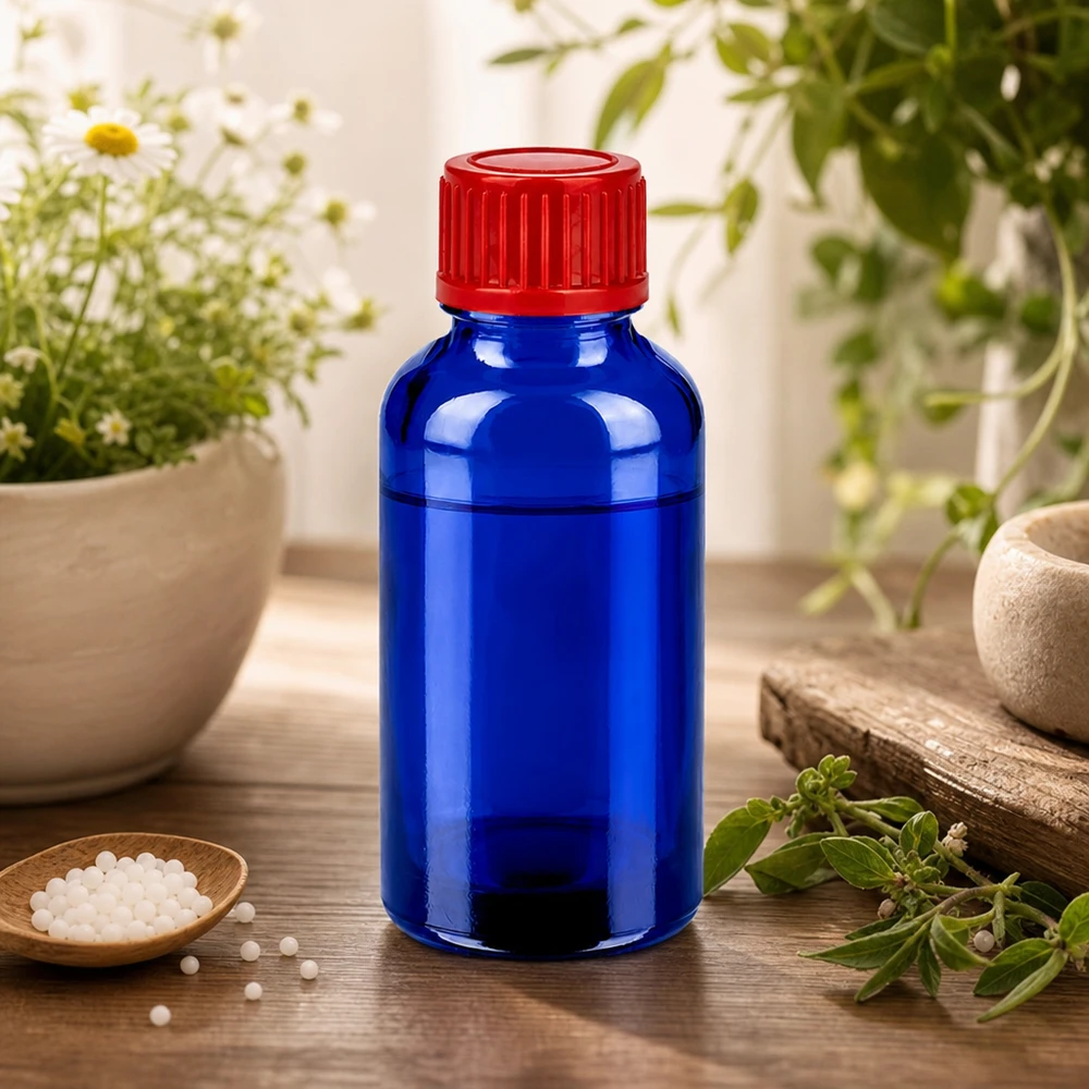 30ml fles 11mm SV rood STD BlueLine UT18/30 Herbruikbaar glazen flesje van 30 ml met ergonomisch ontwerp voor de productie van natuurlijke cosmetica