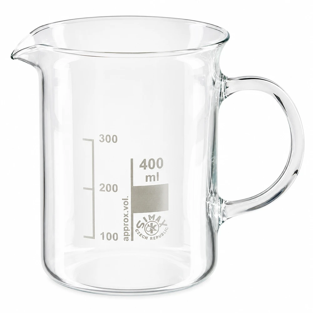 Doorzichtige maatbeker van borosilicaatglas, 400 ml, met schenktuit en handig handvat