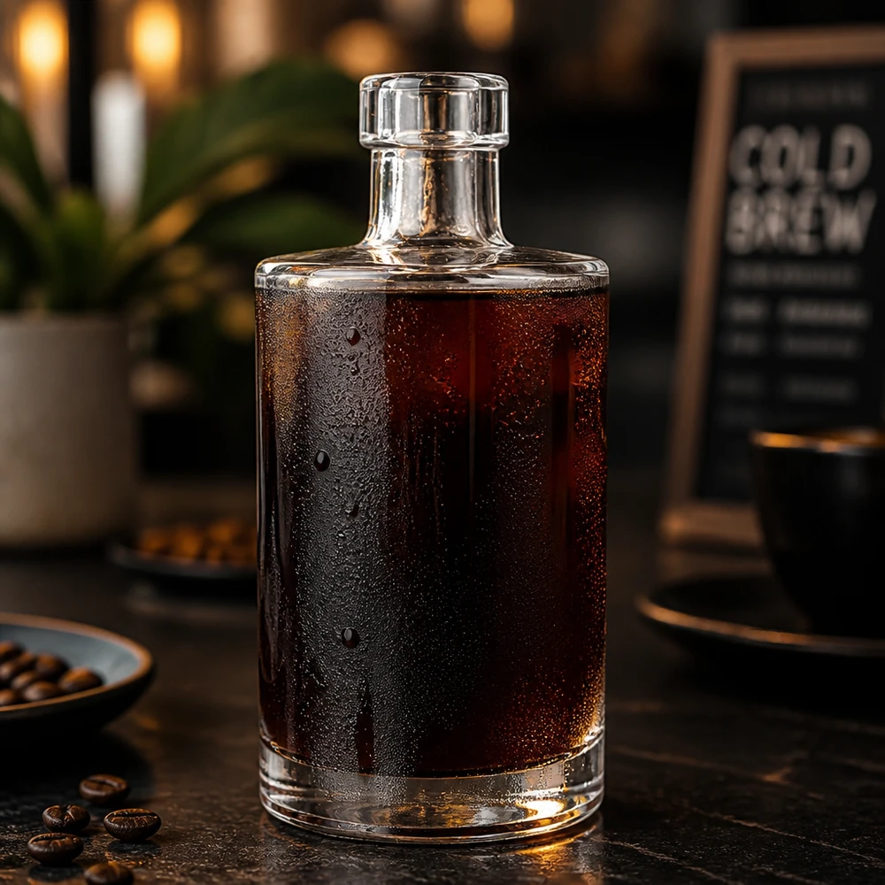 350 ml glazen fles Marie zonder sluiting UNiTWIST® 350ml glazen fles Marie gevuld met cold brew koffiebonen Ambiance Gastronomie Toepassing Afbeelding 6 van 10