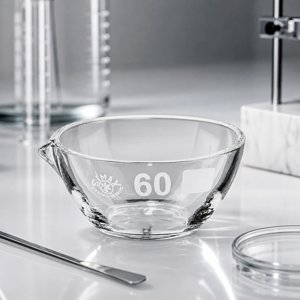 Ergonomische 45ml borosilicaat dampschaal ø60mm met schenktuit voor eenvoudig gebruik