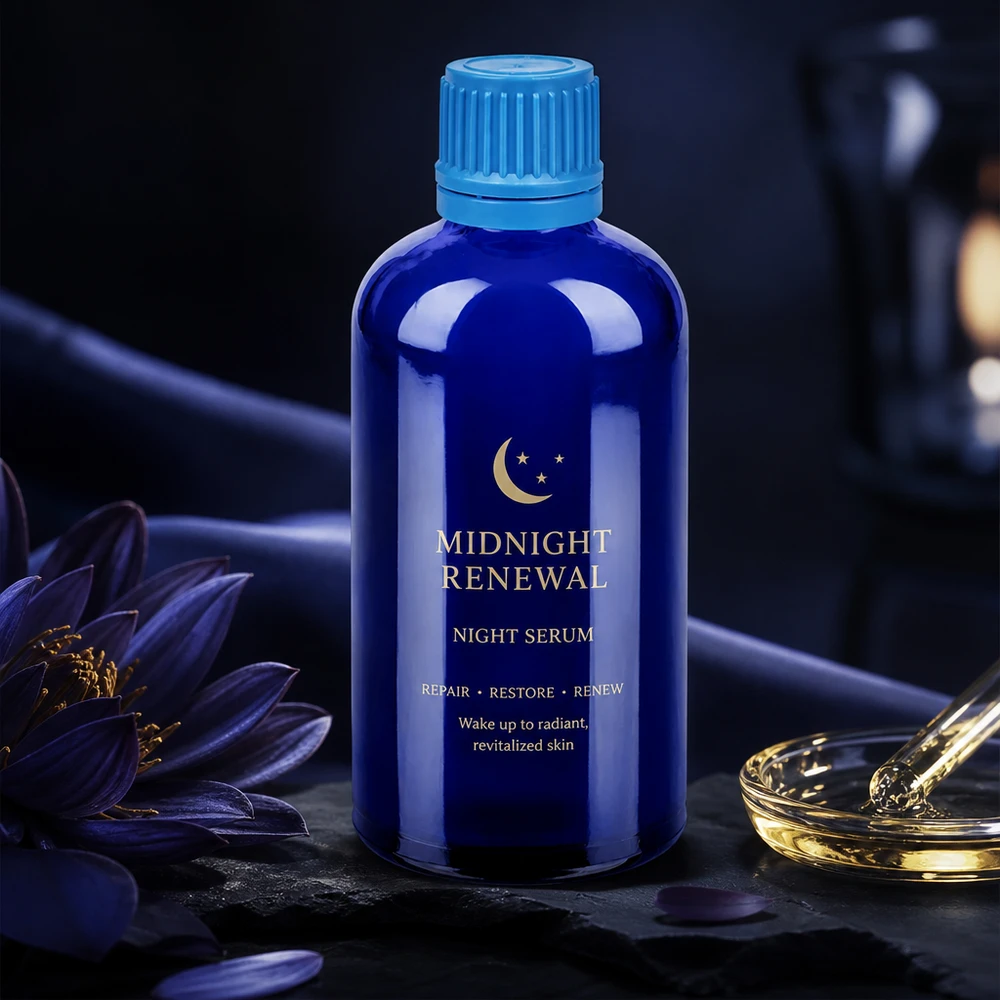Stijlvolle 100ml fles in diepblauw design met kindveilige 11mm dop