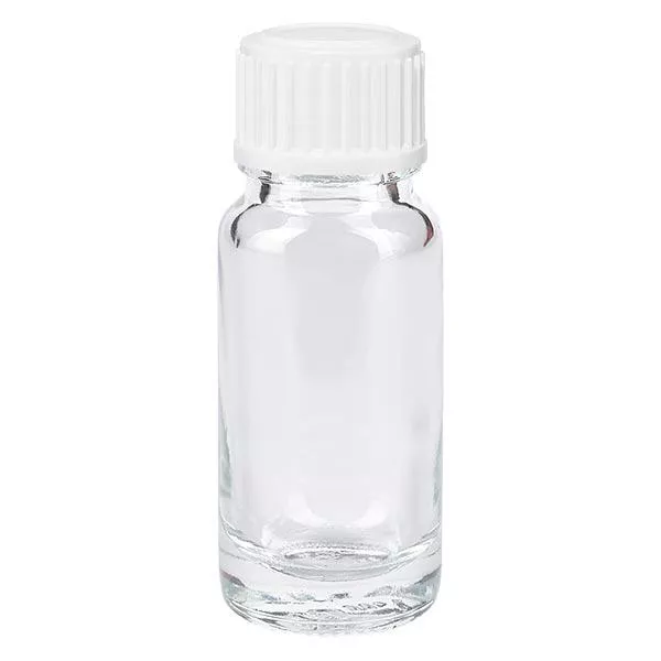 Helder glazen flessen 10ml met wit druppelsluiting 0.8mm St Helder glazen flessen 10ml met wit druppelsluiting 0.8mm St