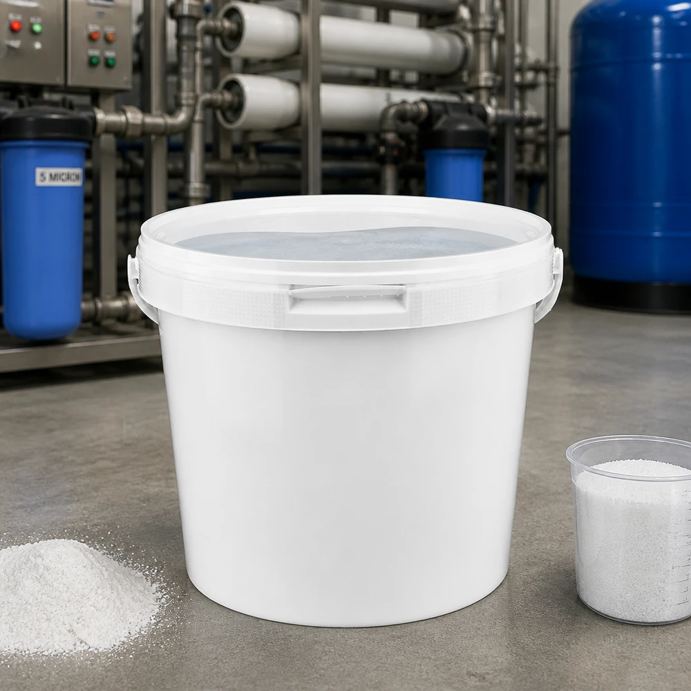 Stevige multifunctionele emmer 5,6 l, wit, van PP, met klikdeksel, voor laboratoria, de industrie en de handel