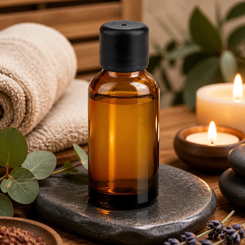 30 ml apothekersfles met een elegant ontwerp - bruin glas gecombineerd met een matzwarte dop