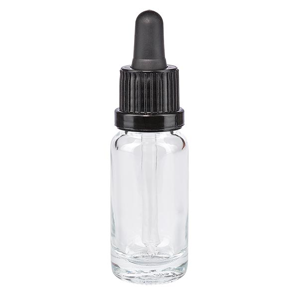 Pipetfles helder 10ml, pipet zwart/zwart VR Pipetfles helder 10ml, pipet zwart/zwart VR