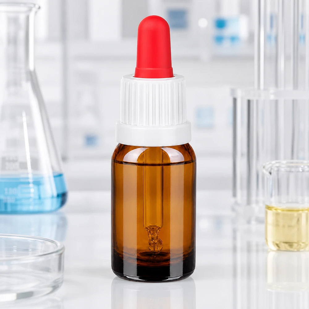 10 ml pipetfles van hoogwaardig amberkleurig glas met UV-bescherming en nauwkeurig doseersysteem