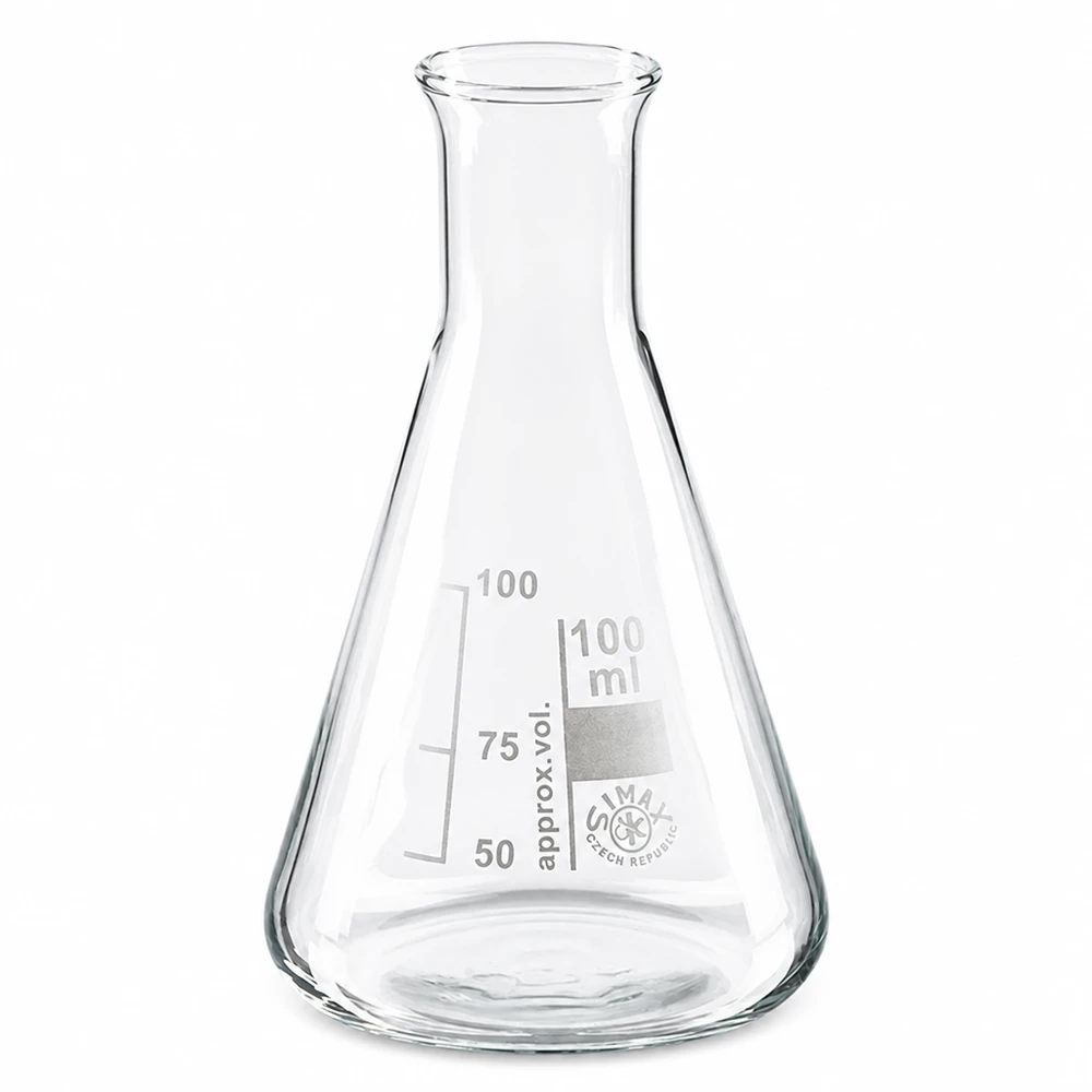 Kleine erlenmeyer van 100 ml met smalle hals