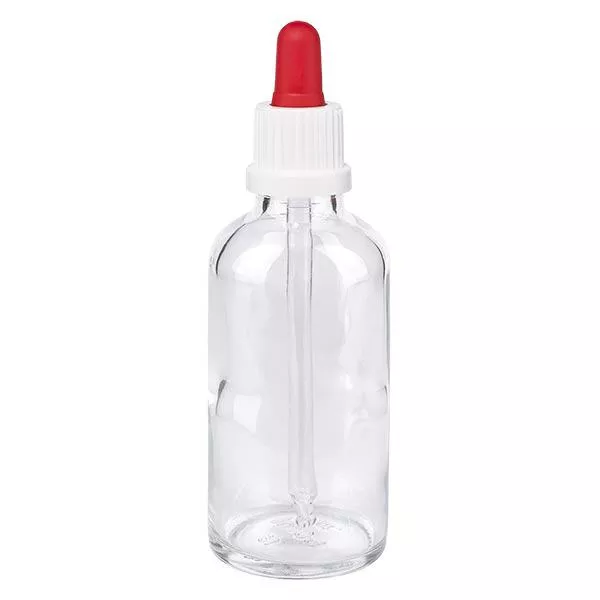 Pipetfles helder 50ml, pipet wit/rood VR Pipetfles helder 50ml, pipet wit/rood VR
