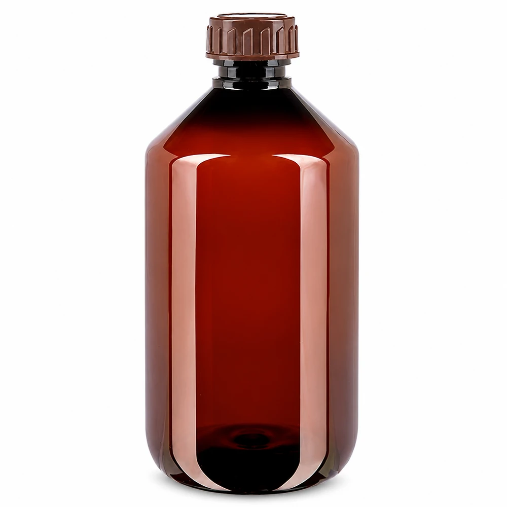 PET fles 500ml met bruine dop standaard Transparente Braunglasflasche Optik 500ml PET Kunststoff mit Standardverschluss braun