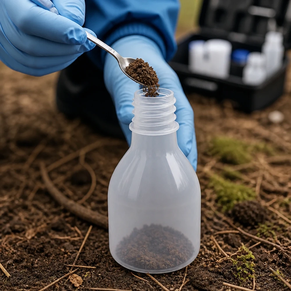 Nauwe hals laboratoriumfles 20ml zonder sluiting Kleine PE-laboratoriumfles met smalle hals, 20 ml, voor milieuonderzoek, bij het vullen met grondmateriaal