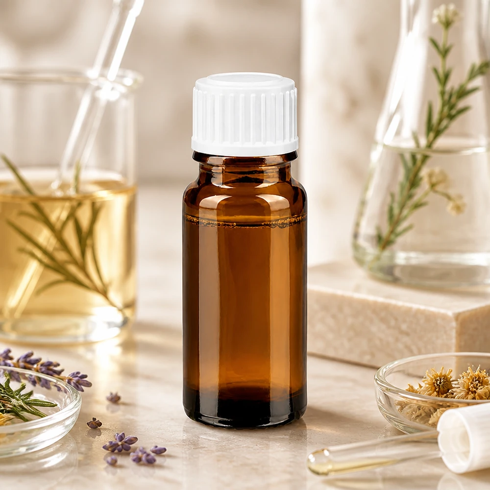 Bruine glazen fles 10ml met wit schroefsluiting St Compacte apothekersfles van bruin glas, 10 ml, voor natuurlijke cosmetica, met een witte kunststof dop
