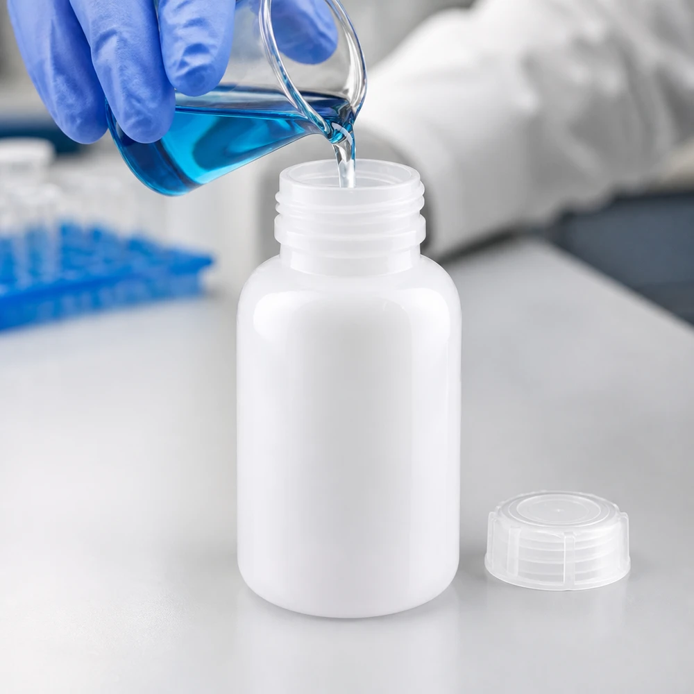 Wijde hals laboratoriumfles 250ml met sluiting 250ml Laborflasche Weithals mit abnehmbarem Deckel zur Aufbewahrung von Reagenzien