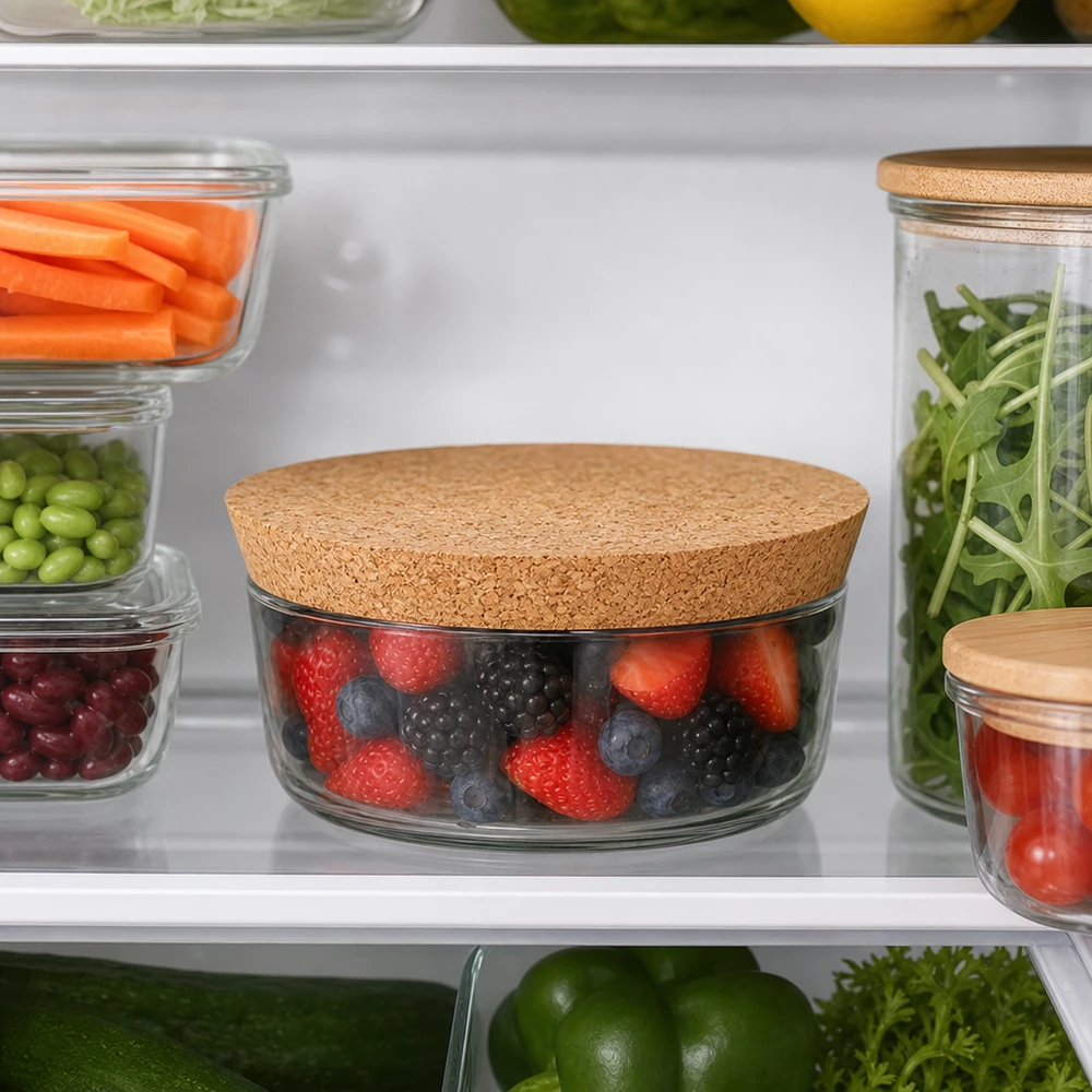 Kurk voor opening 94mm WECK RR100 (ø90/104, H=20mm) WECK RR100 Korken im Kühlschrank Frischhaltung Beeren Gemüse Salat luftdichte Aufbewahrung Naturkork 94mm Öffnung
