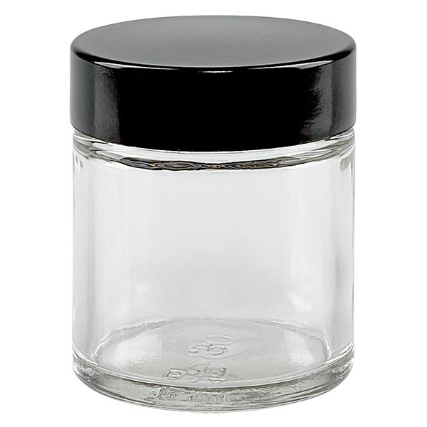 30ml glazen potje helder, met zwart bakelieten deksel ApoGlas 30ml glazen potje helder, met zwart bakelieten deksel ApoGlas