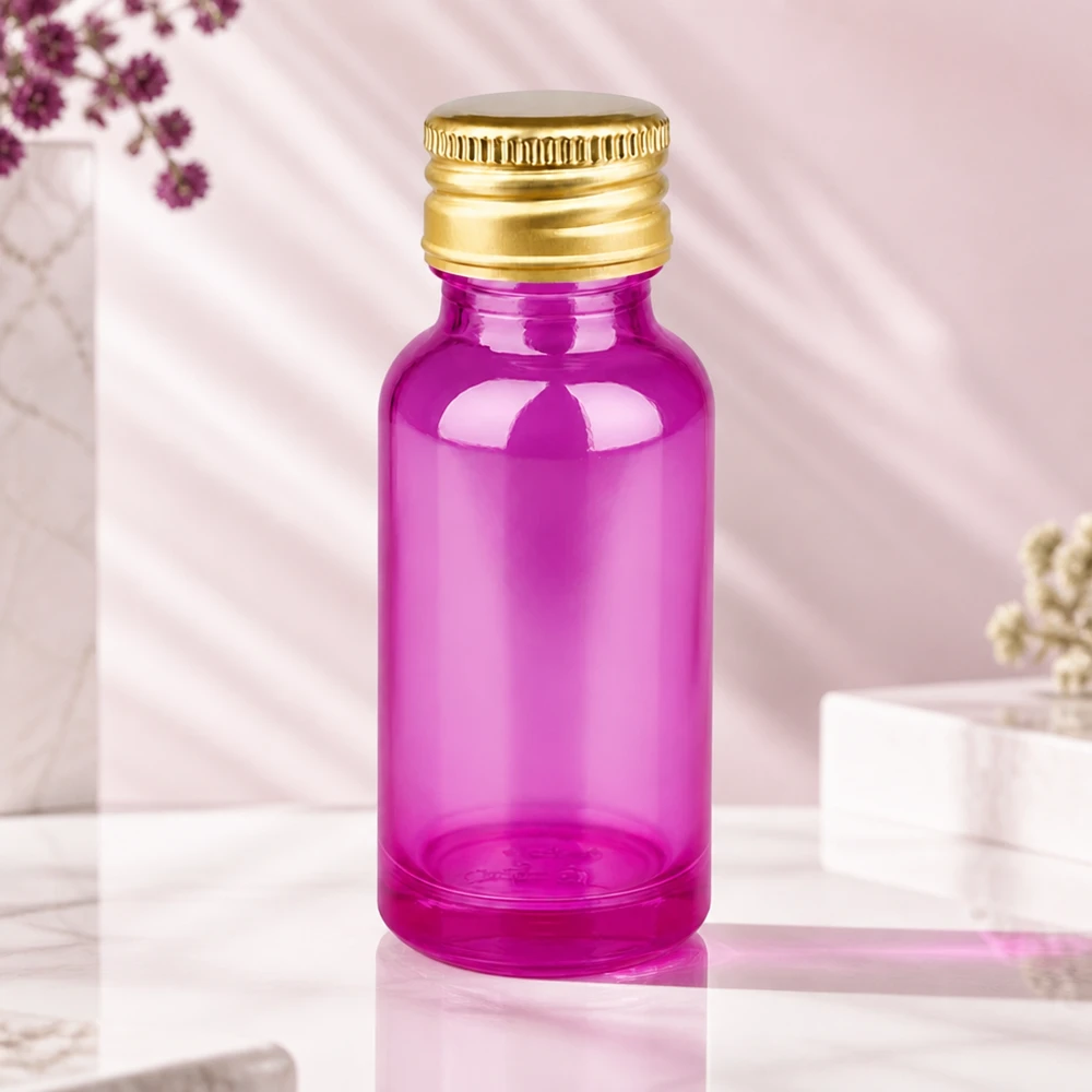 20ml flacon 11mm schroefdop aluminium gouden standaard PurpleLine. UT18/20 Violet glazen flesje 20ml met robuust goud-aluminium deksel ideaal voor het bewaren van lichtgevoelige stoffen