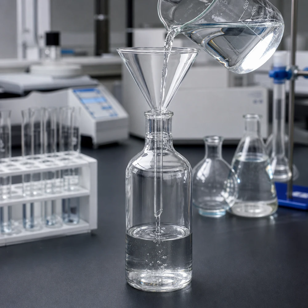 Professionele laboratoriumtrechter 85 mm gemaakt van hoogwaardig borosilicaatglas voor veilige filtratie