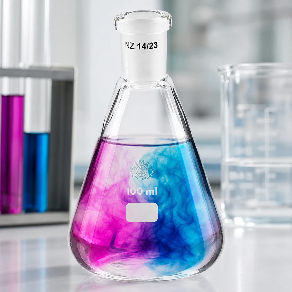 Erlenmeyer 100ml nauwe hals borosilicaat met slijpstuk 14/23