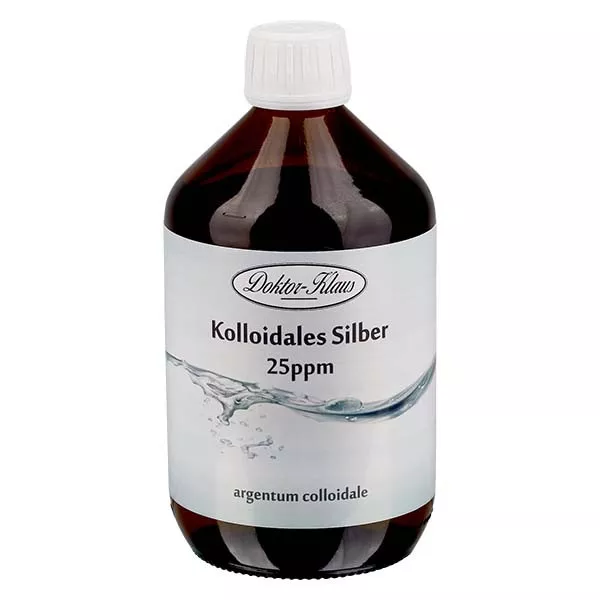 500 ml colloïdaal zilver Doktor-Klaus, 25 ppm, navulling, in bruine PET fles 500 ml colloïdaal zilver Doktor-Klaus, 25 ppm, navulling, in bruine PET fles