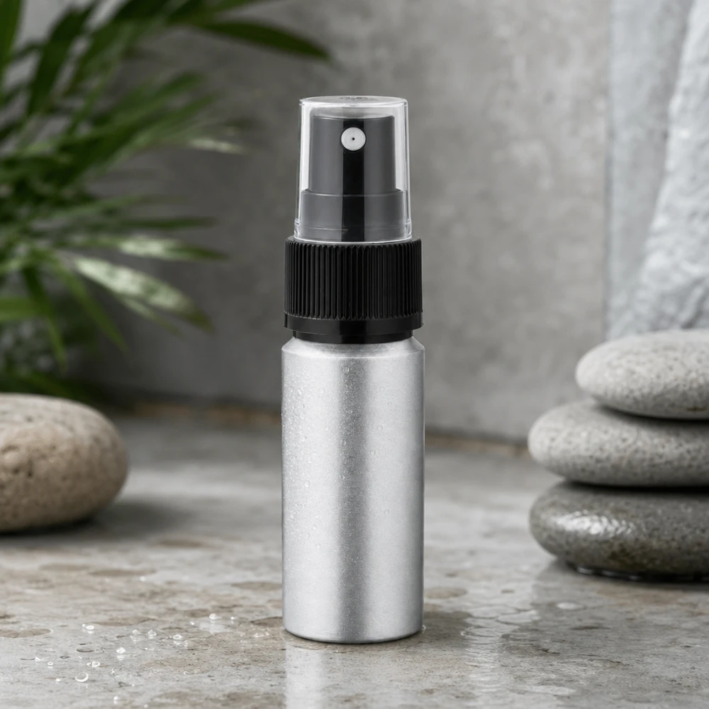 Lichtgewicht aluminium verstuiverflesje van 20 ml met fijne nevel voor een gelijkmatige verdeling