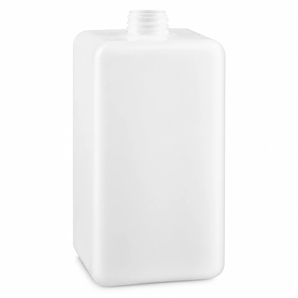 Chemicaliënfles 1500 ml, nauwe hals Grote witte PE-HD-fles van 1500 ml, rechthoekig, met GL 32-smalle hals, voor chemicaliën