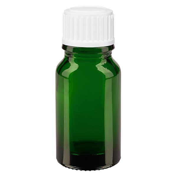 Groenen glazen flessen 10ml met wit schroefsluiting St Groenen glazen flessen 10ml met wit schroefsluiting St