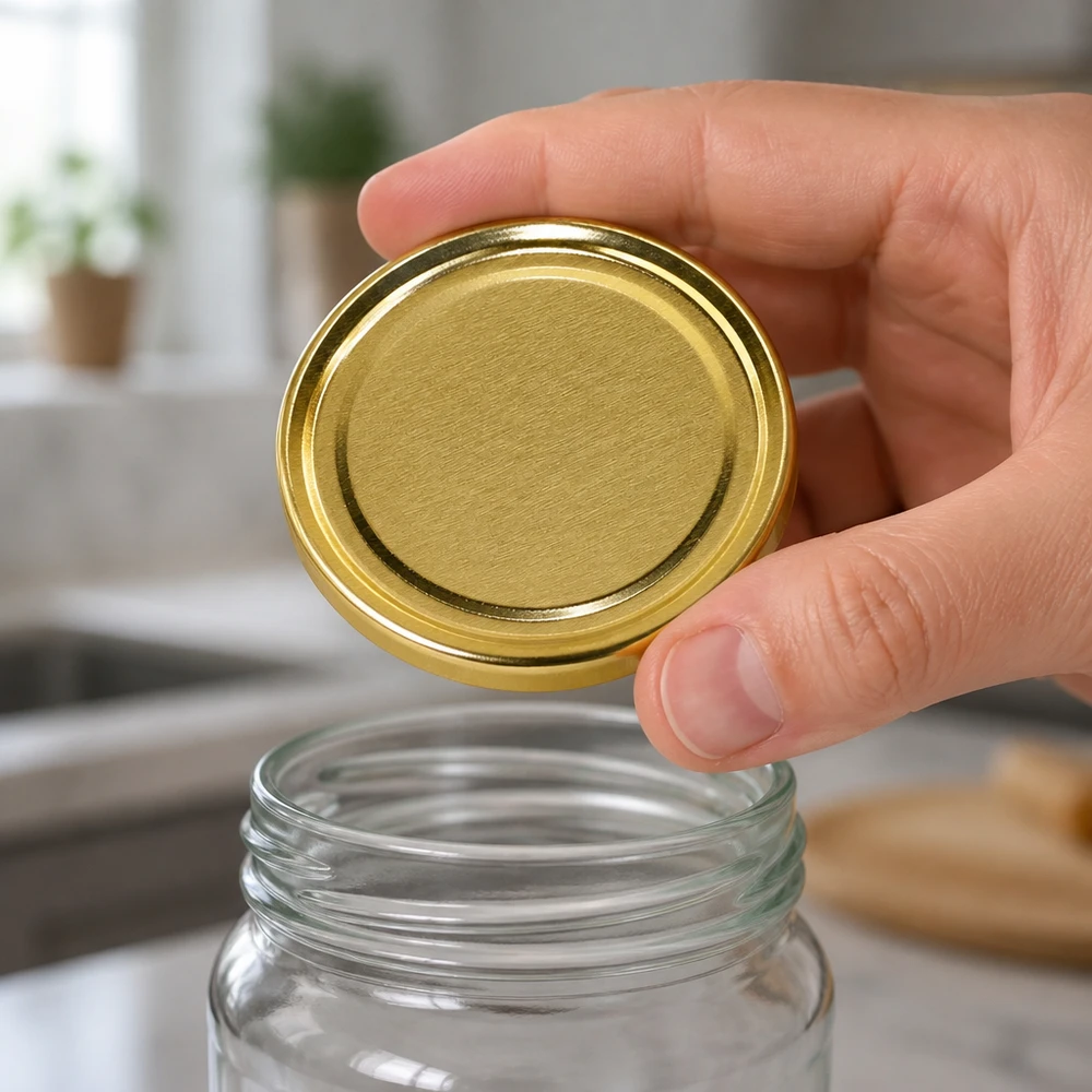 TO58 Deksel goud UNiTWIST BioSeal unitemp BPA-NI gladde bovenkant omgezette buitenrand