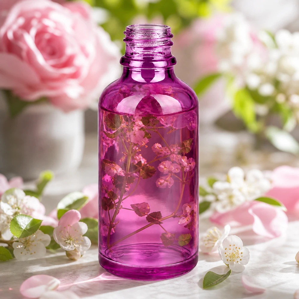 Elegante PurpleLine UT18/50 glazen fles 50ml in violet voor hoogwaardige schoonheidsproducten