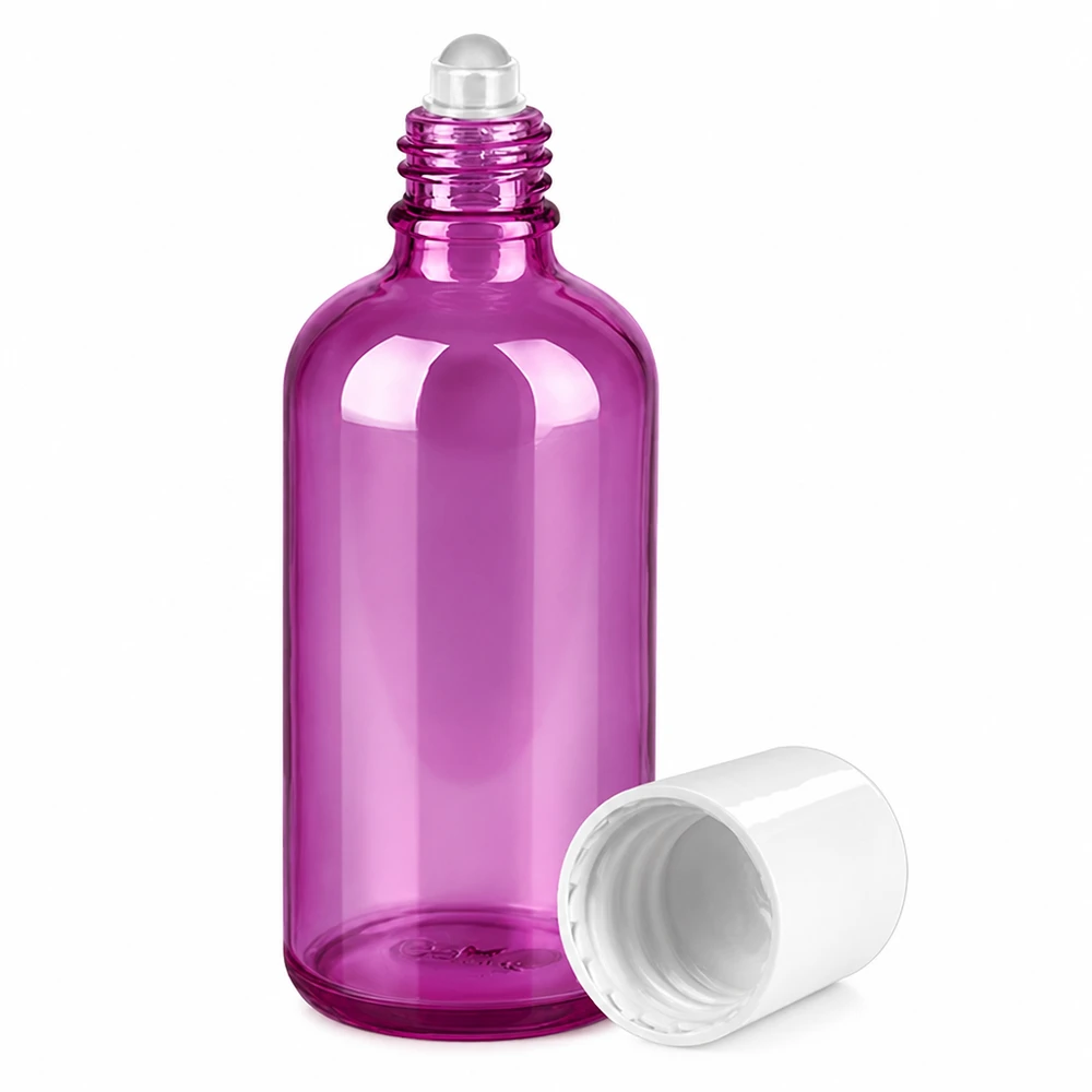 Navulbare 100ml roltoptfles met witte schroefdop voor duurzame cosmetica
