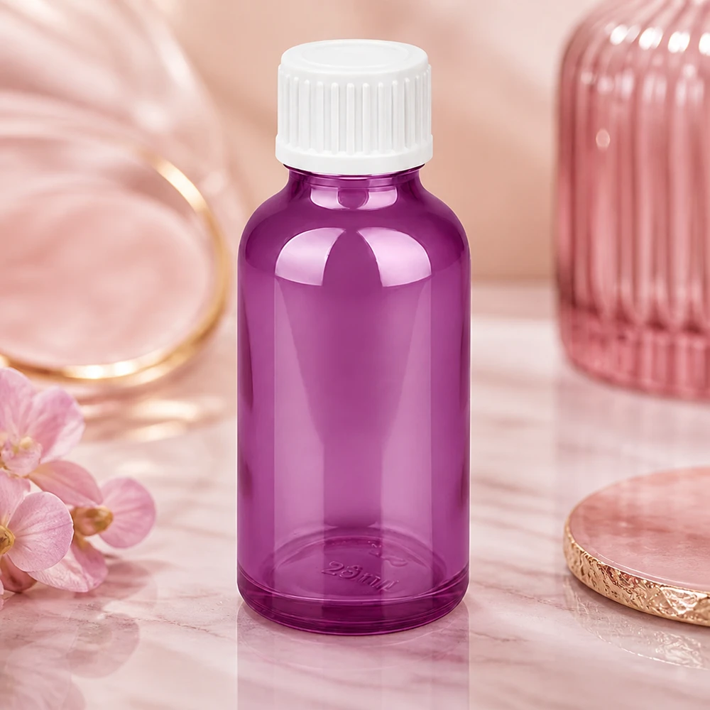 Transparante paarse fles 30ml voor eenvoudige controle tijdens het aanbrengen