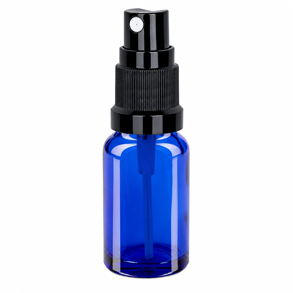 10ml spuitfles van blauw glas STD BlueLine UT18/10 met zwarte dop voor vloeistoffen