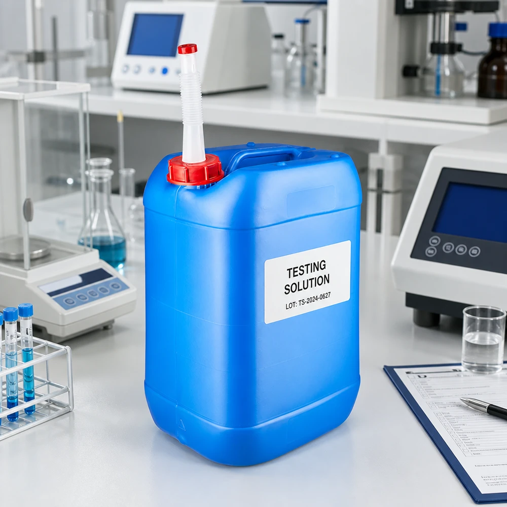 Canister 25 liter blauw met flexibele uitloop Voedselveilige PE-kan van 25 liter, blauw, met draaibare uitloop en rode schroefdop