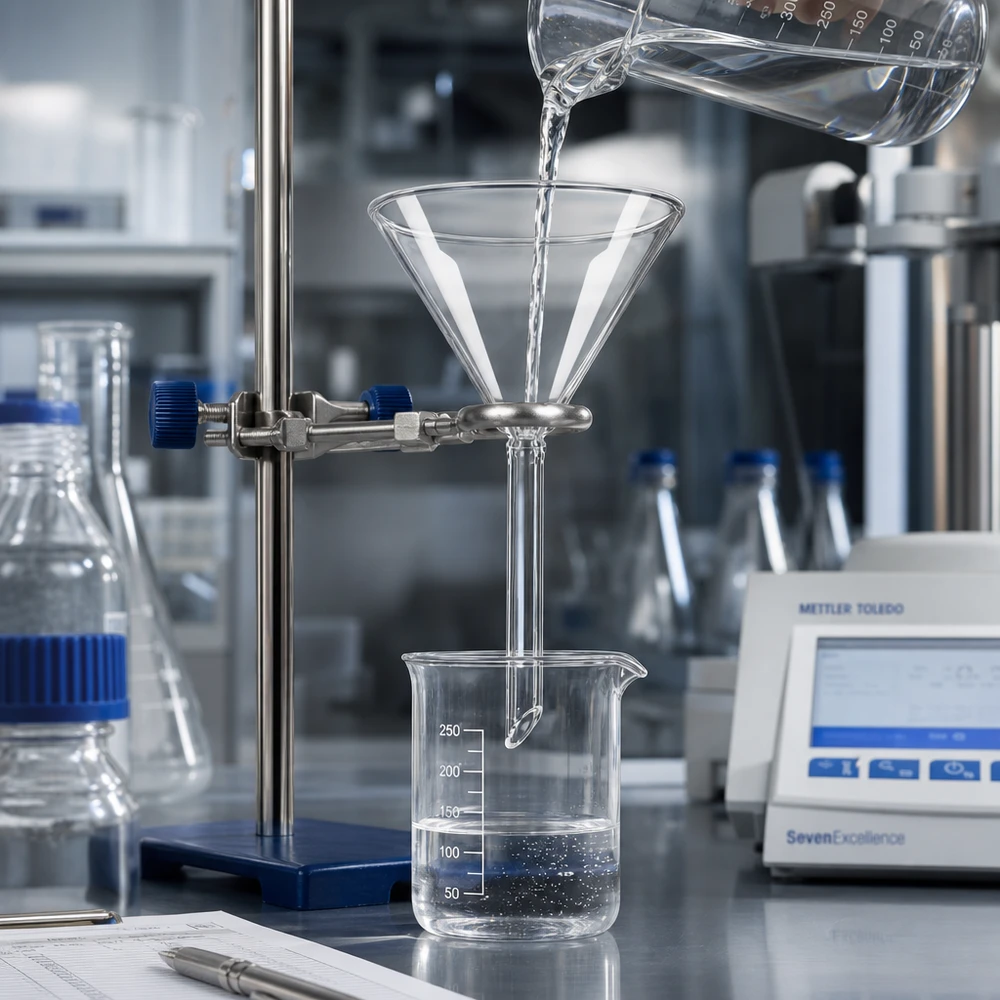 Professionele laboratoriumtrechter 70 mm van hoogwaardig natronkalkglas voor wetenschappelijke experimenten