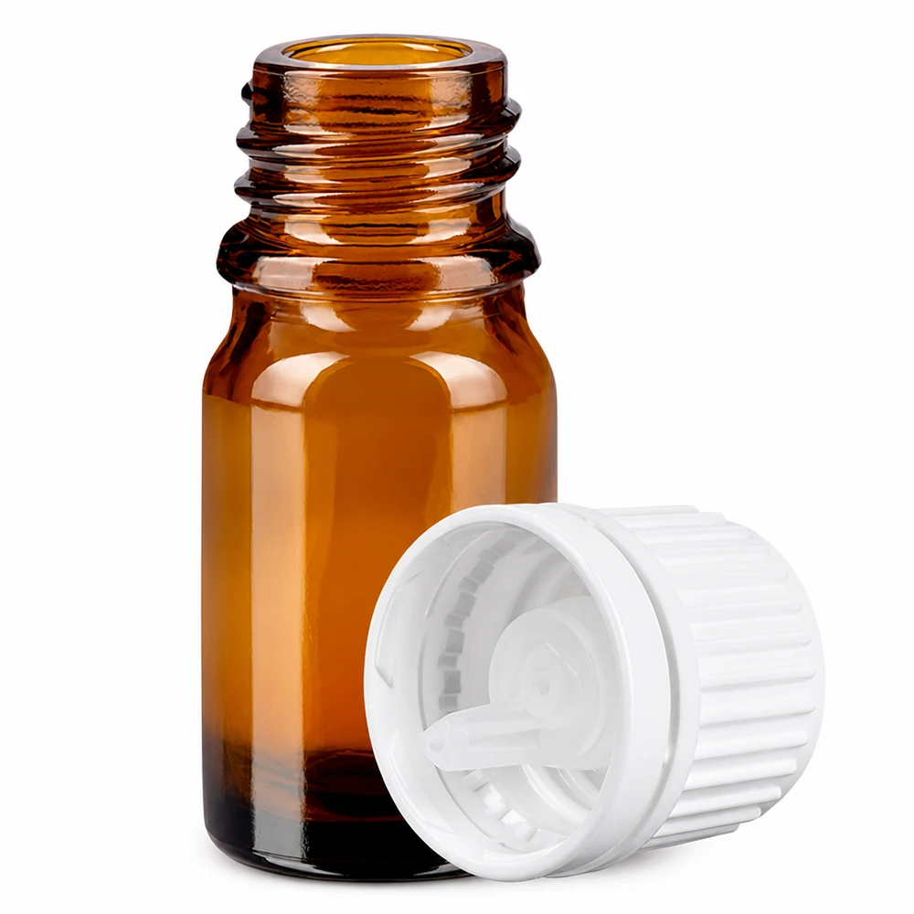 5ml Druppelflesje 0.7mm wit OV BrownLine UT18/5 Bruin 5ml glazen flesje met 0,7mm druppelaar voor essentiële oliën en medicijnen