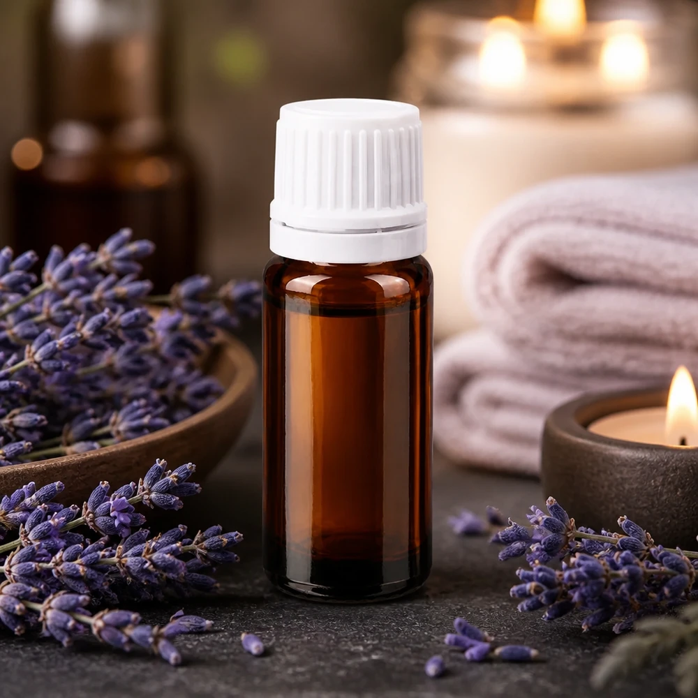 Donkerbruin medicijnflesje van 10 ml met witte originaliteitssluiting voor het veilig bewaren van oliën