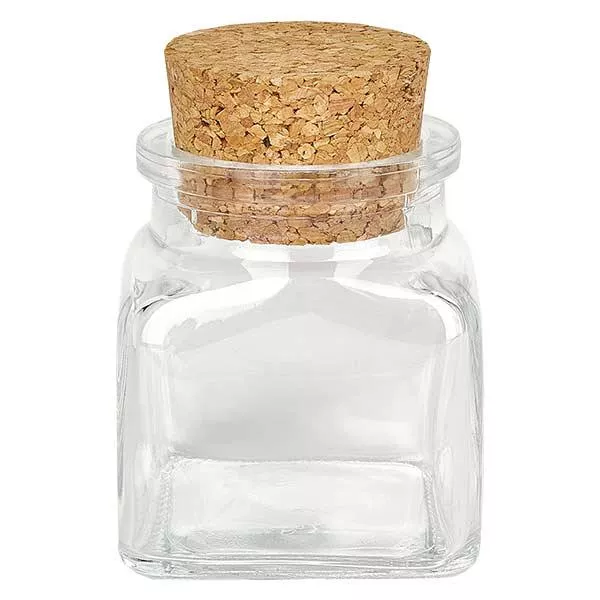 Kurkfles Quadratus 120ml helder, opening 39 mm, incl. kurk 38/42